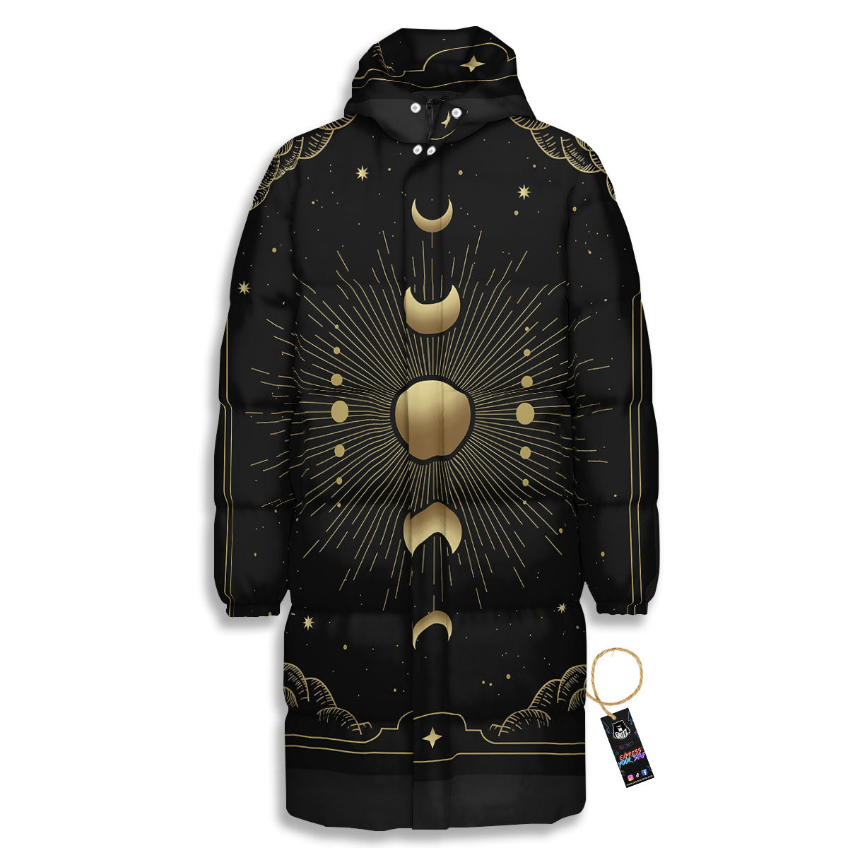 Phases And Eclipse Print Long Down Jacket-grizzshop