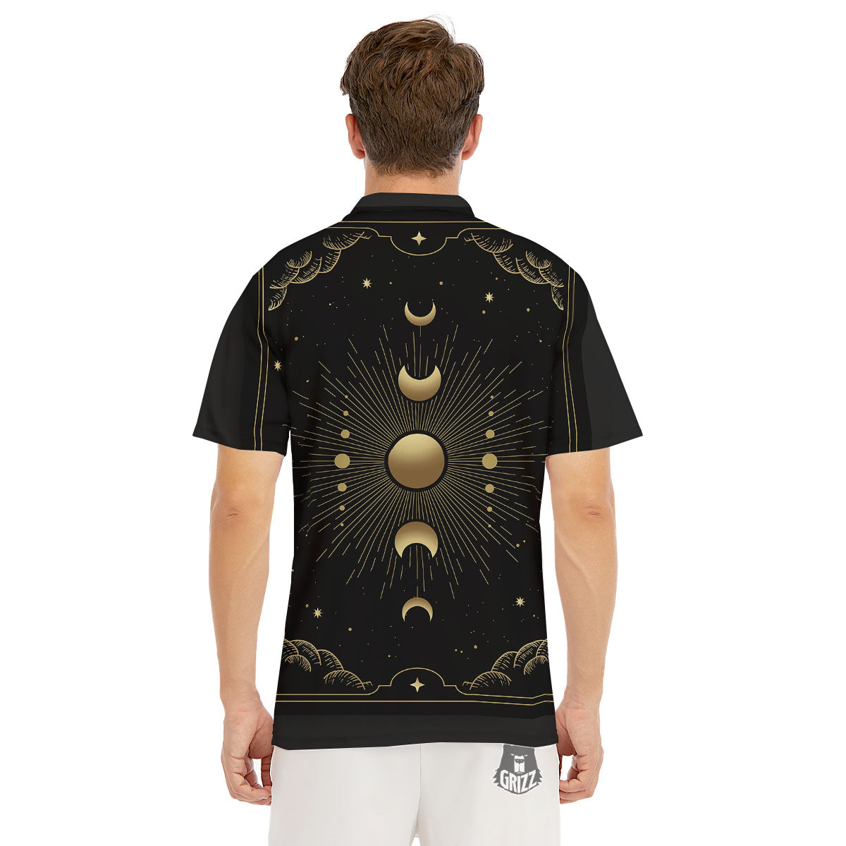 Phases And Eclipse Print Men's Golf Shirts-grizzshop