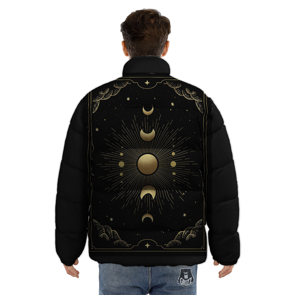Phases And Eclipse Print Puffer Jacket-grizzshop