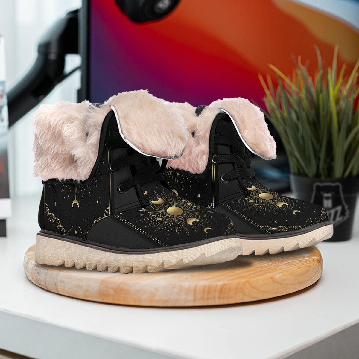 Phases And Eclipse Print Snow Boots-grizzshop