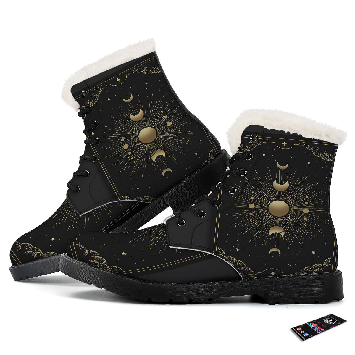 Phases And Eclipse Print Winter Boots-grizzshop