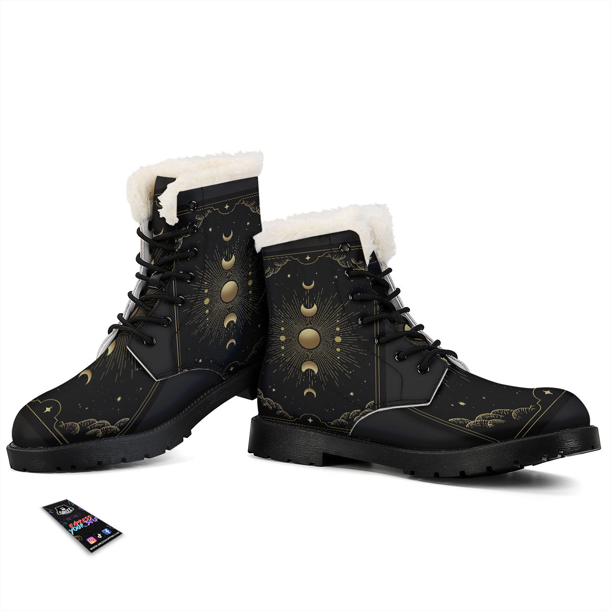 Phases And Eclipse Print Winter Boots-grizzshop