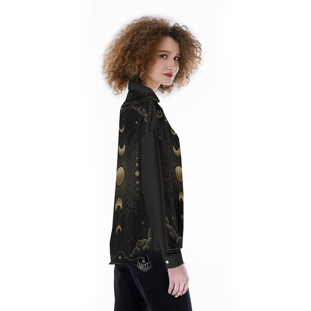 Phases And Eclipse Print Women's Long Sleeve Shirts-grizzshop