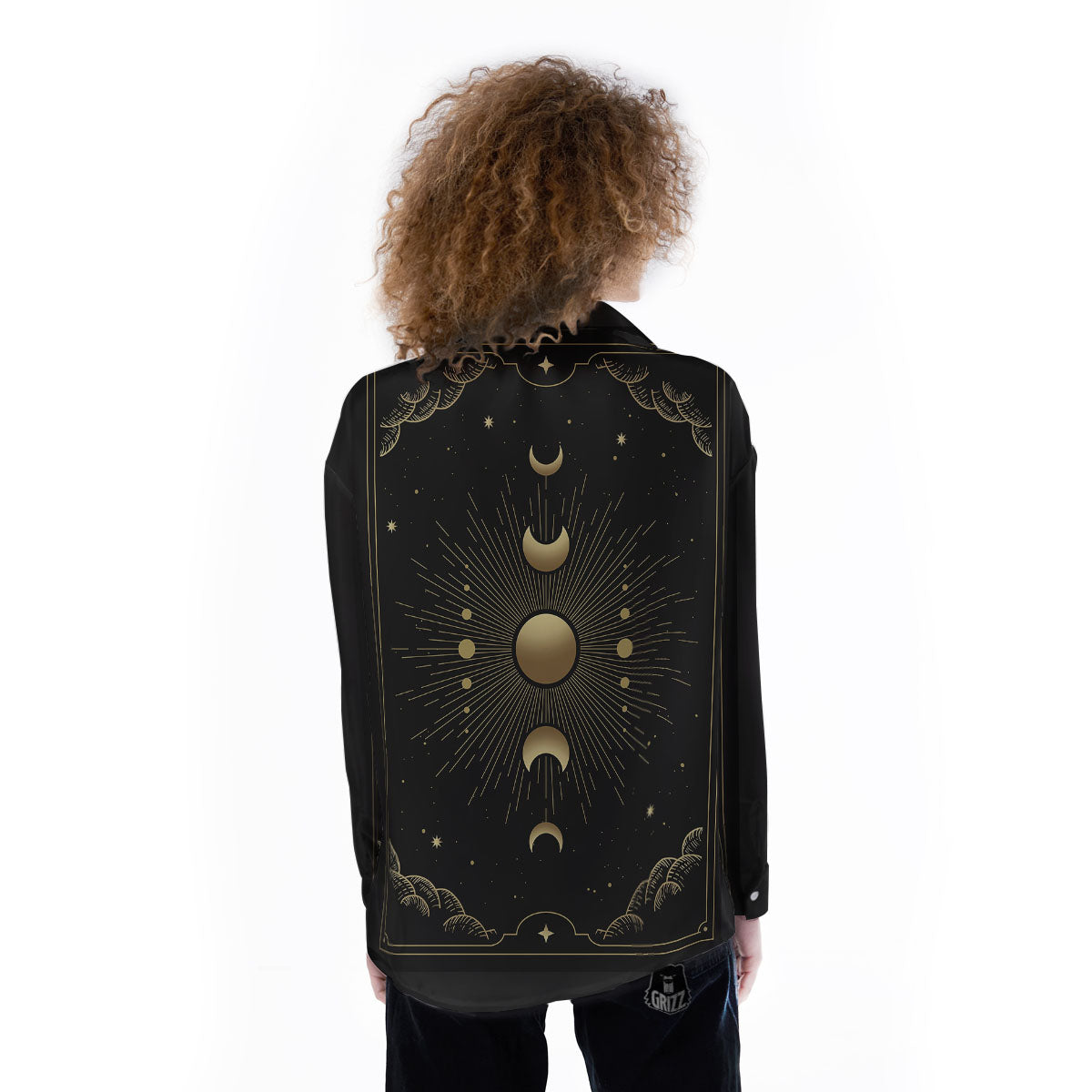Phases And Eclipse Print Women's Long Sleeve Shirts-grizzshop
