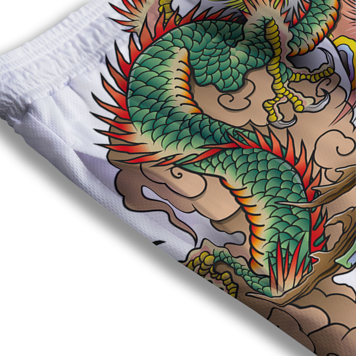 Phoenix And Dragon Japanese Tattoo Print Mesh Shorts