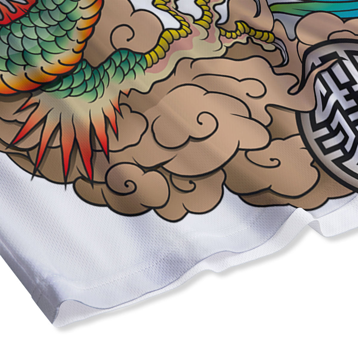 Phoenix And Dragon Japanese Tattoo Print Mesh Shorts