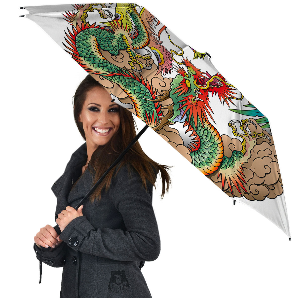 Phoenix And Dragon Japanese Tattoo Print Umbrella-grizzshop
