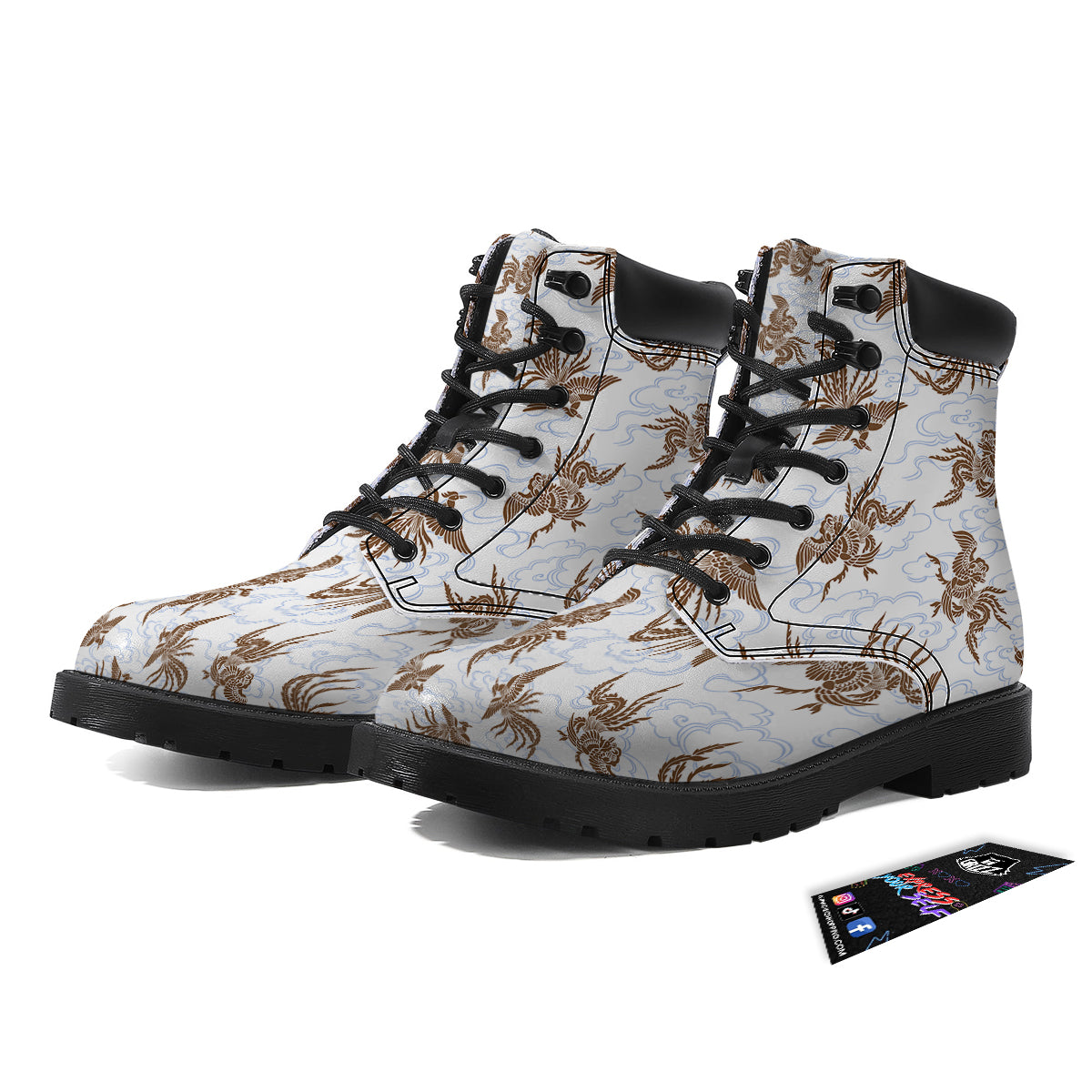 Phoenix Brown Print Pattern Boots-grizzshop