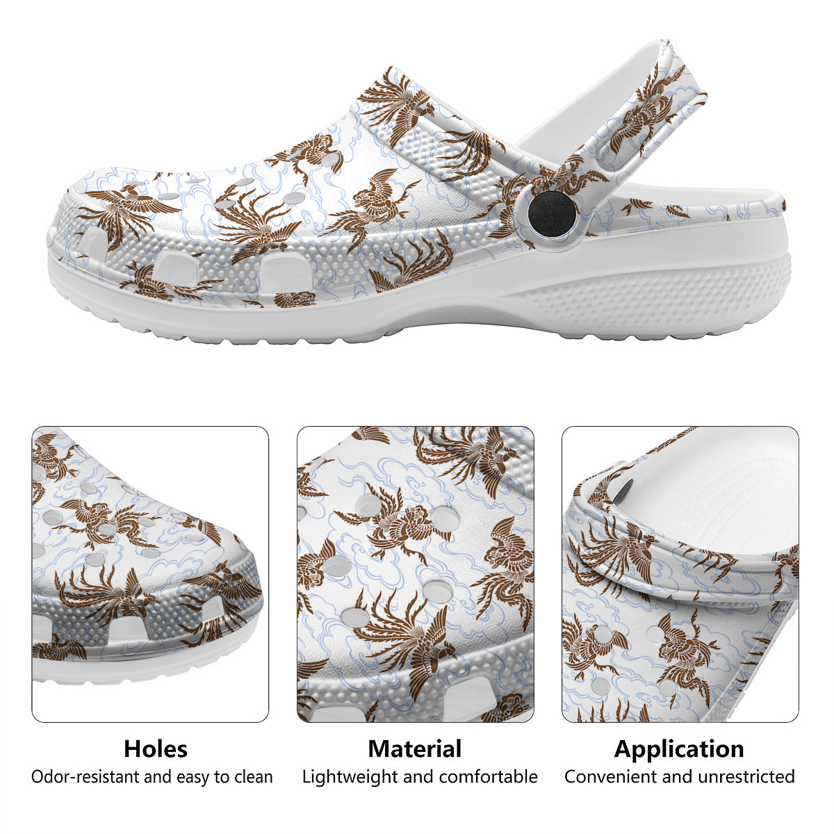 Phoenix Brown Print Pattern Clog-grizzshop