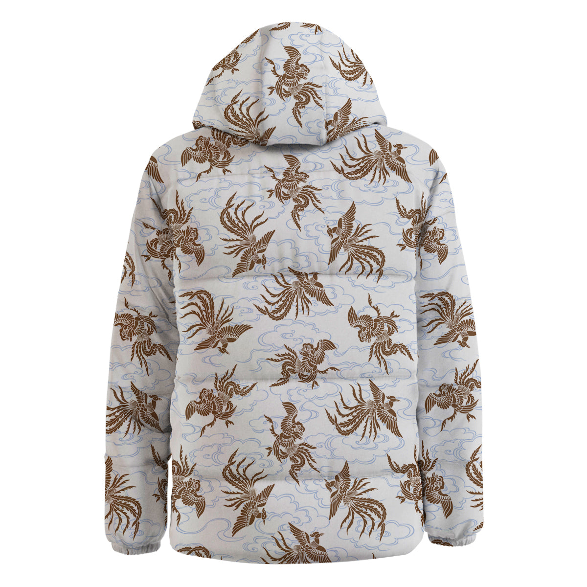 Phoenix Brown Print Pattern Down Jacket-grizzshop