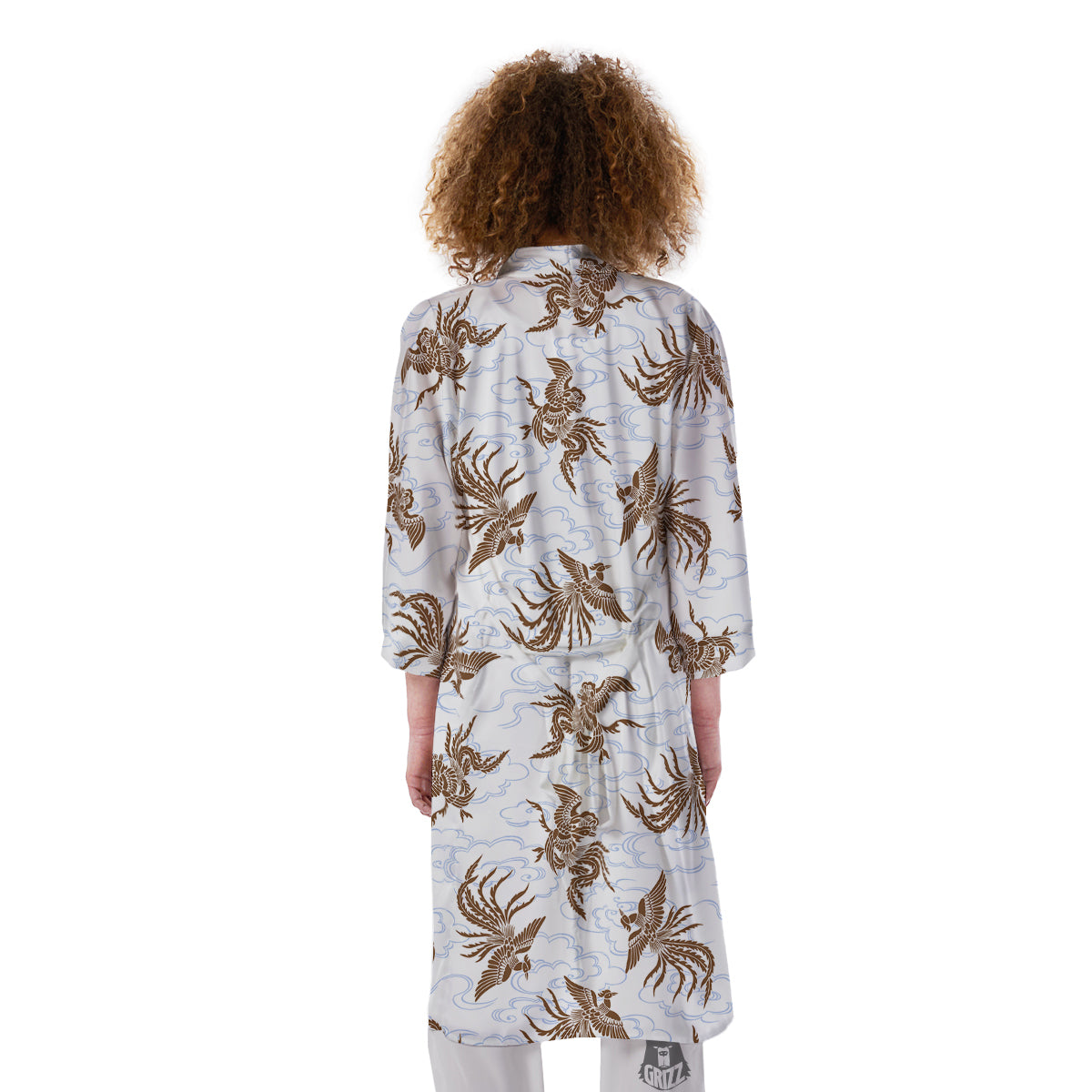 Phoenix Brown Print Pattern Kimono-grizzshop