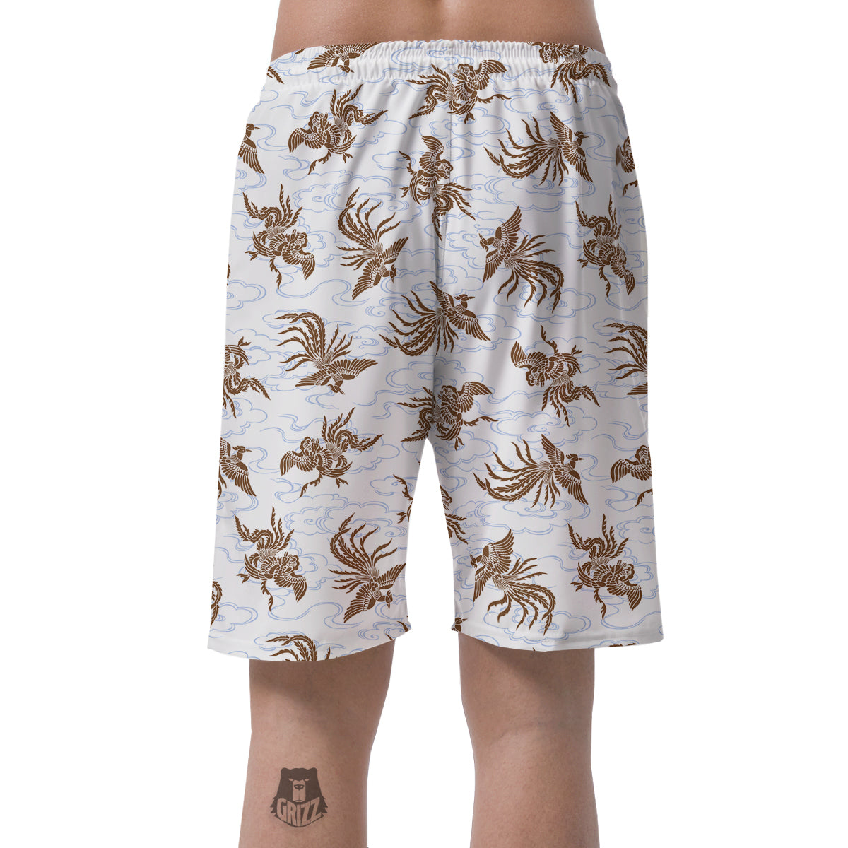 Phoenix Brown Print Pattern Men's Shorts-grizzshop