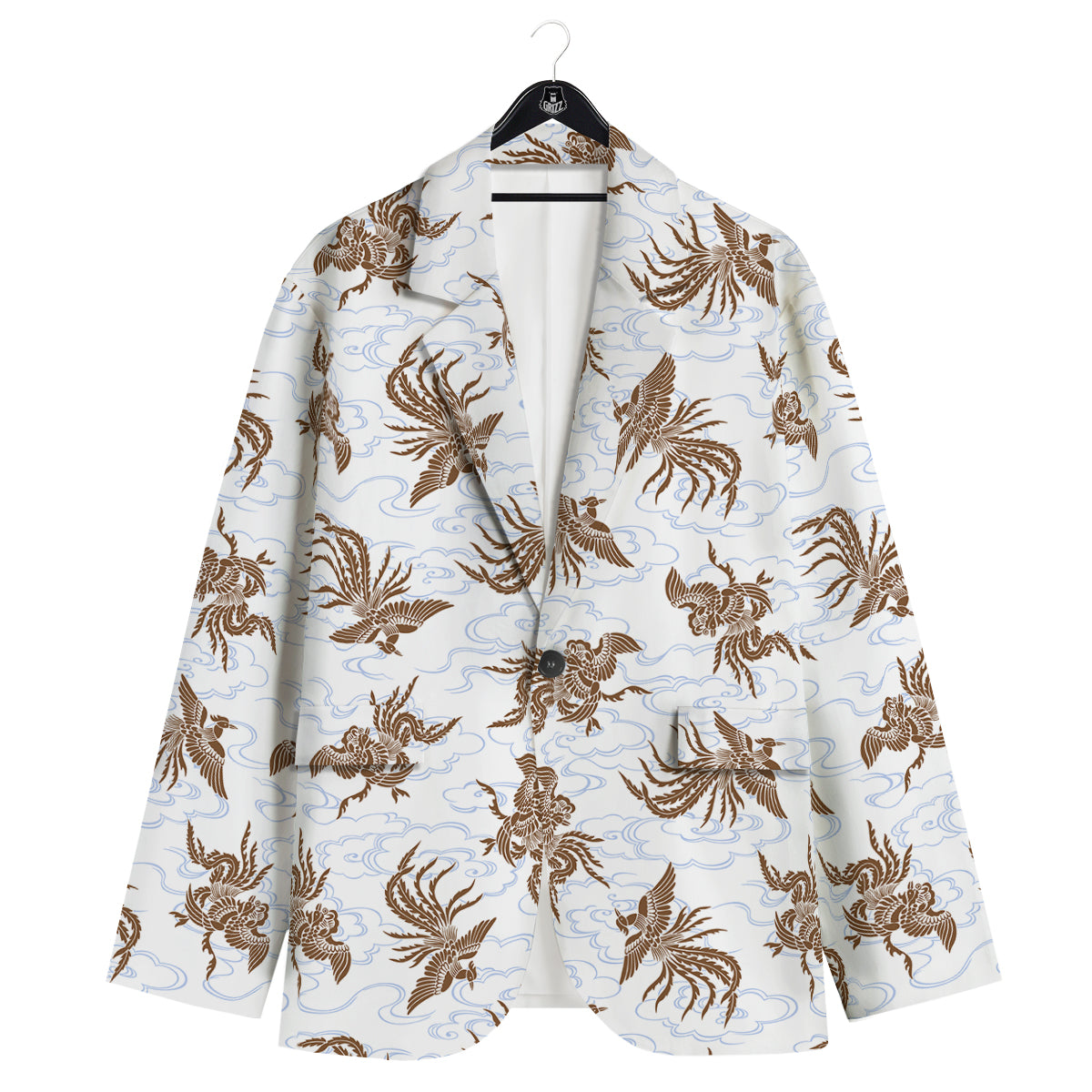 Phoenix Brown Print Pattern Men's Sport Coat-grizzshop