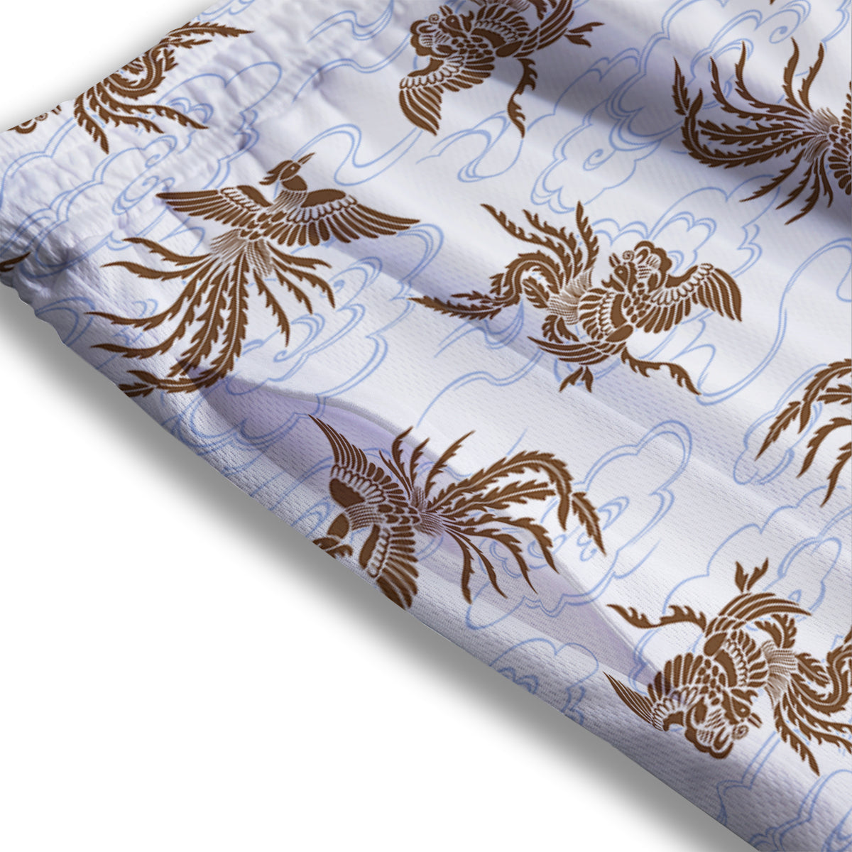 Phoenix Brown Print Pattern Mesh Shorts-grizzshop