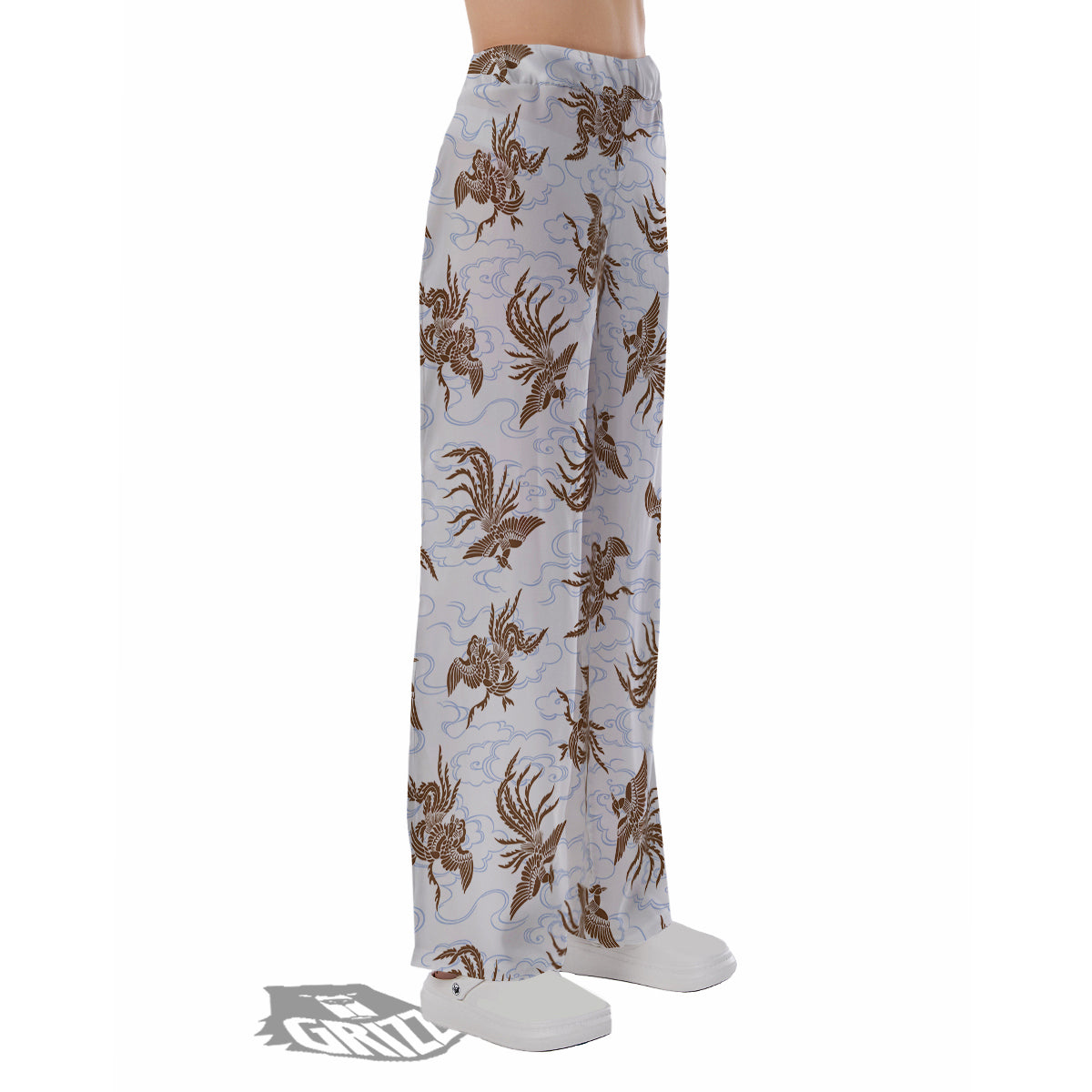 Phoenix Brown Print Pattern Pajama Pants-grizzshop