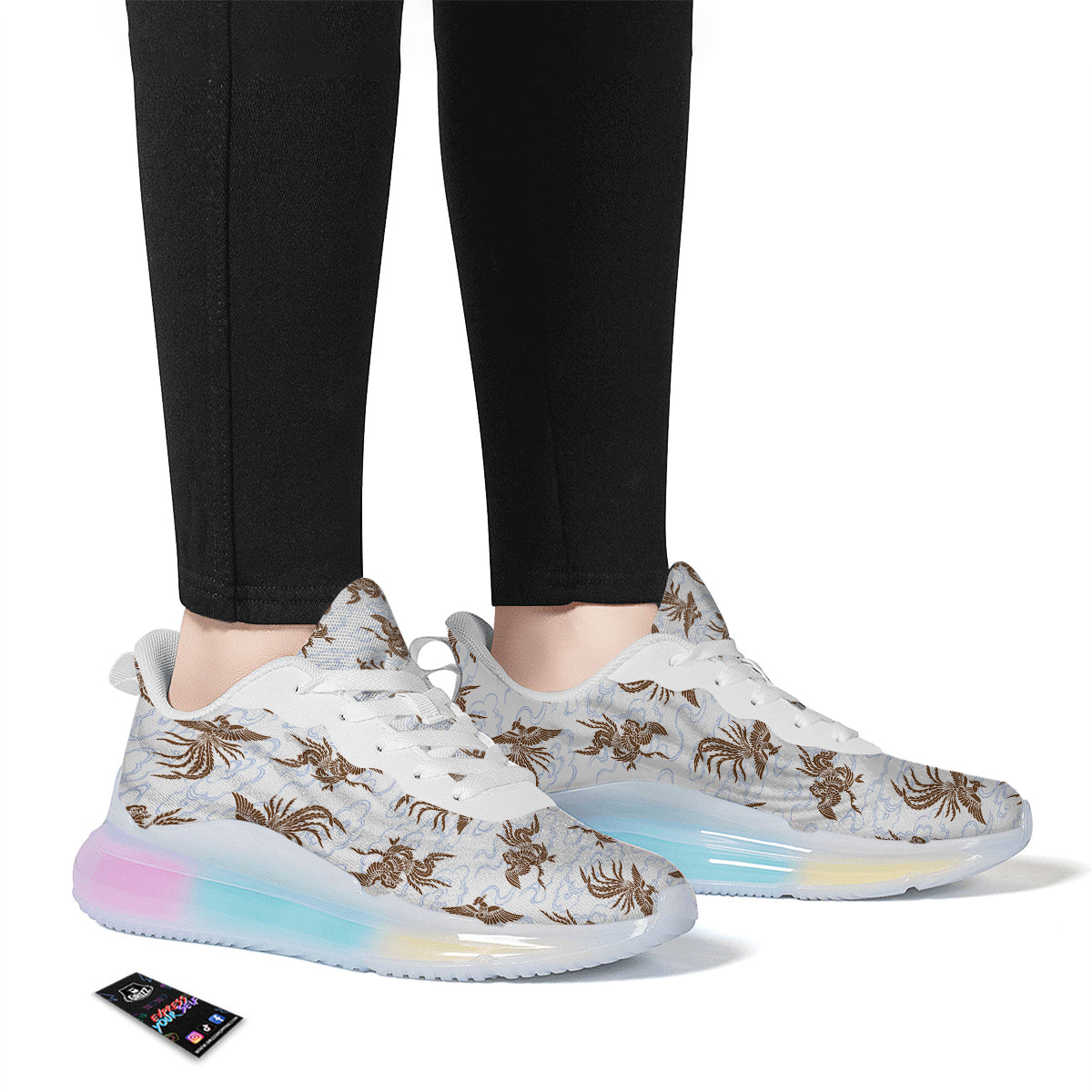 Phoenix Brown Print Pattern Running Sneakers-grizzshop