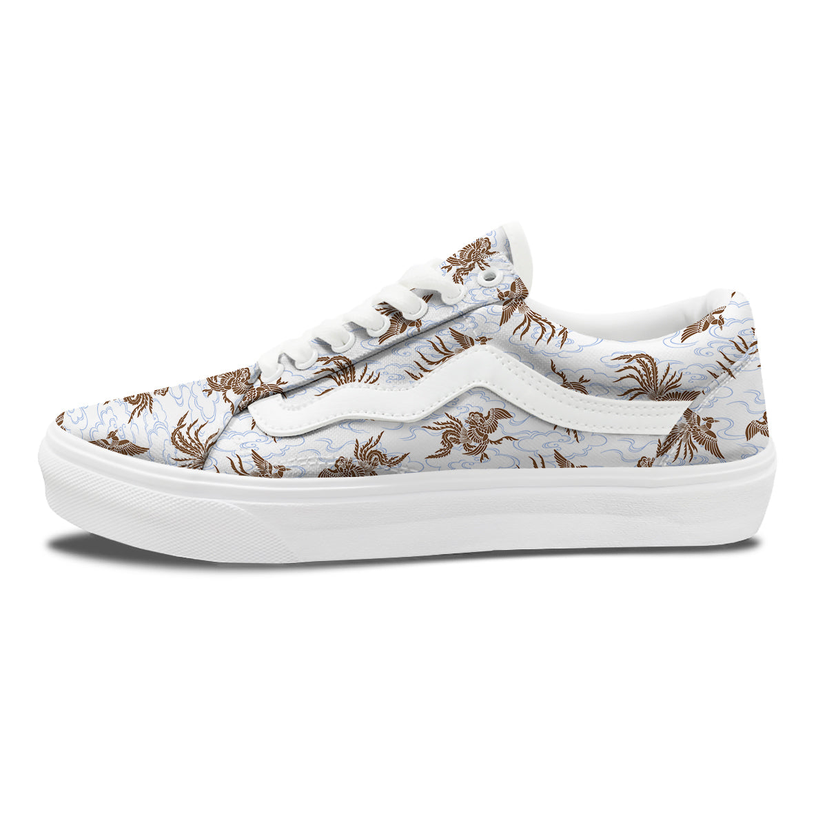 Phoenix Brown Print Pattern Skate Shoes-grizzshop