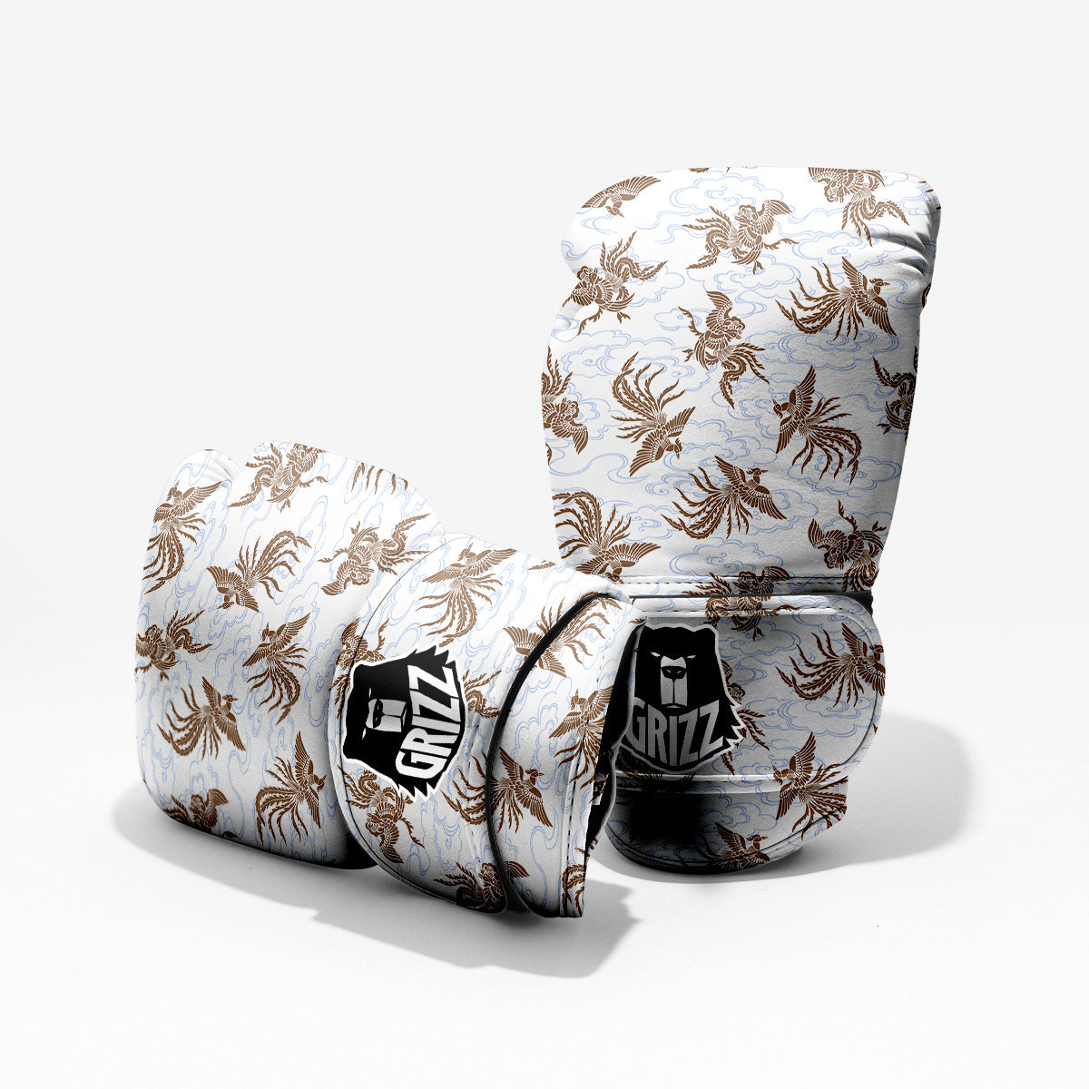 Phoenix Brown Print Pattern Sparring Gloves-grizzshop