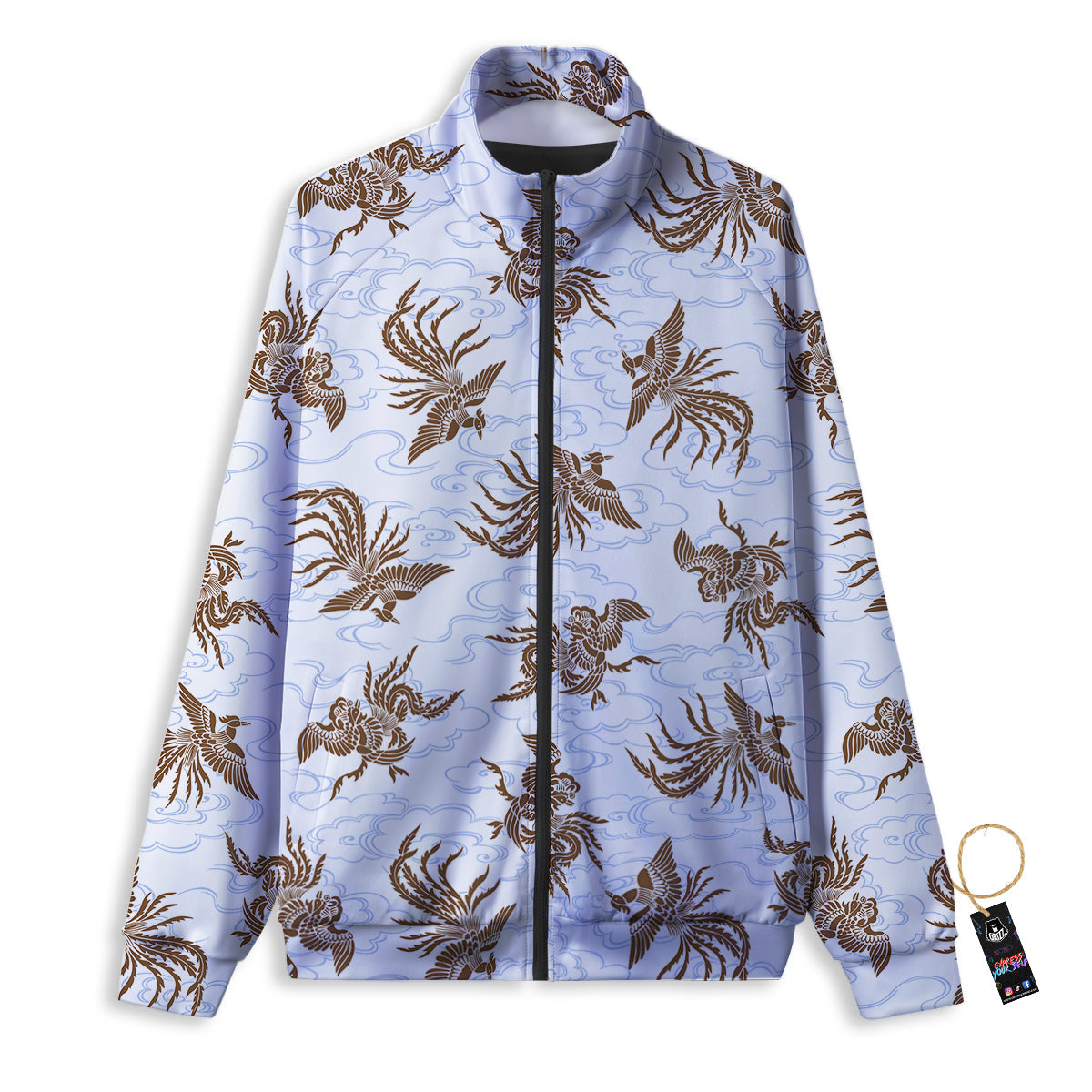 Phoenix Brown Print Pattern Track Jacket-grizzshop
