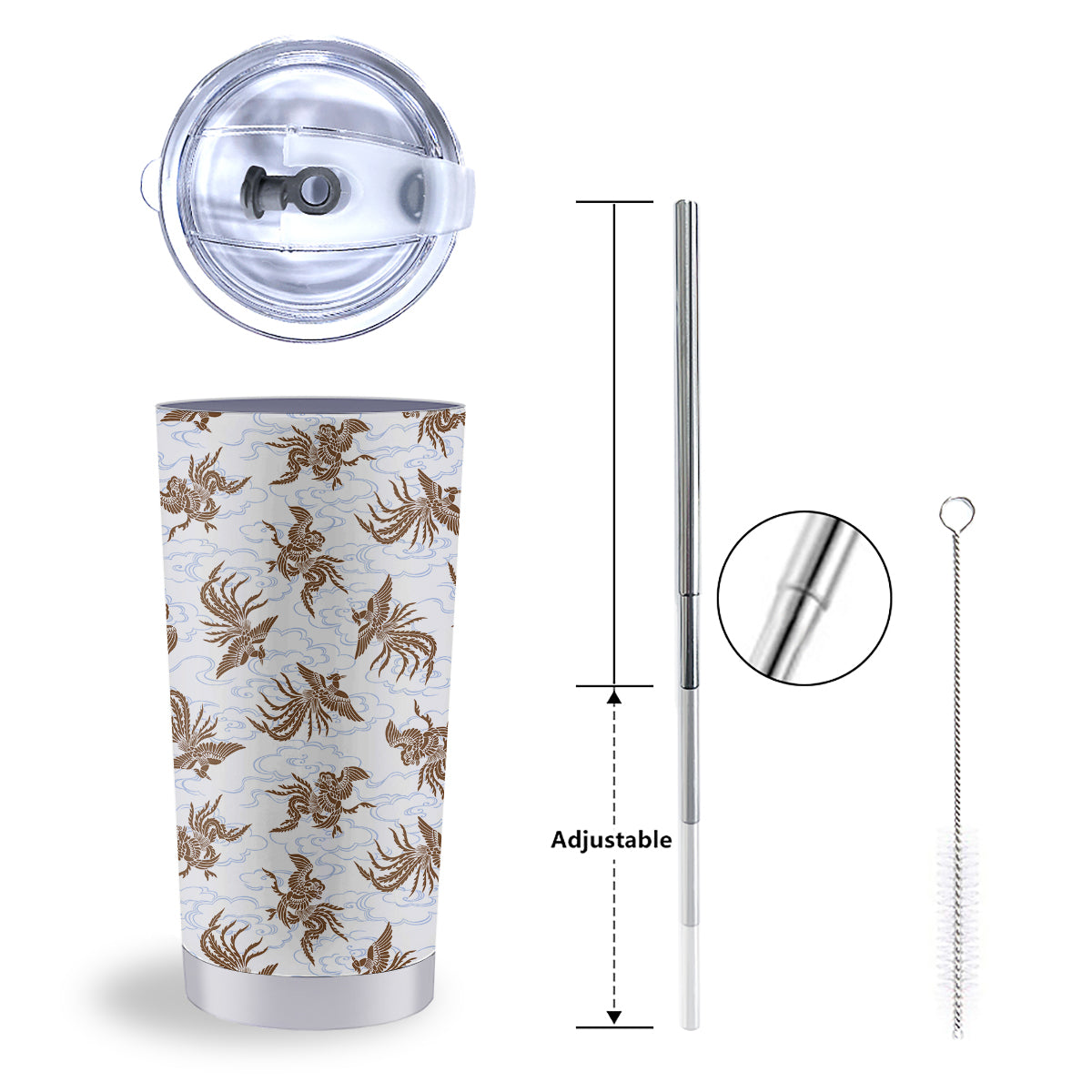 Phoenix Brown Print Pattern Tumbler-grizzshop