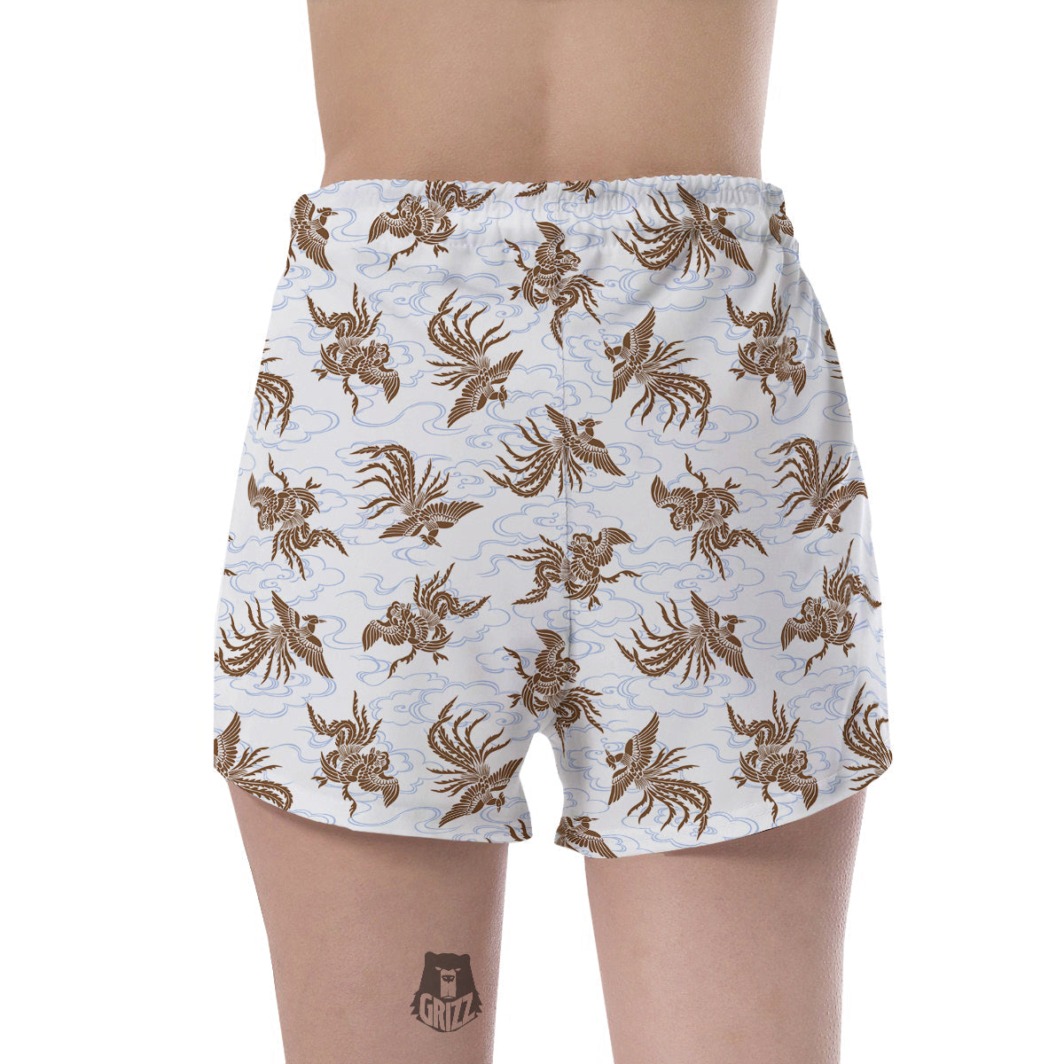 Phoenix Brown Print Pattern Women's Shorts-grizzshop