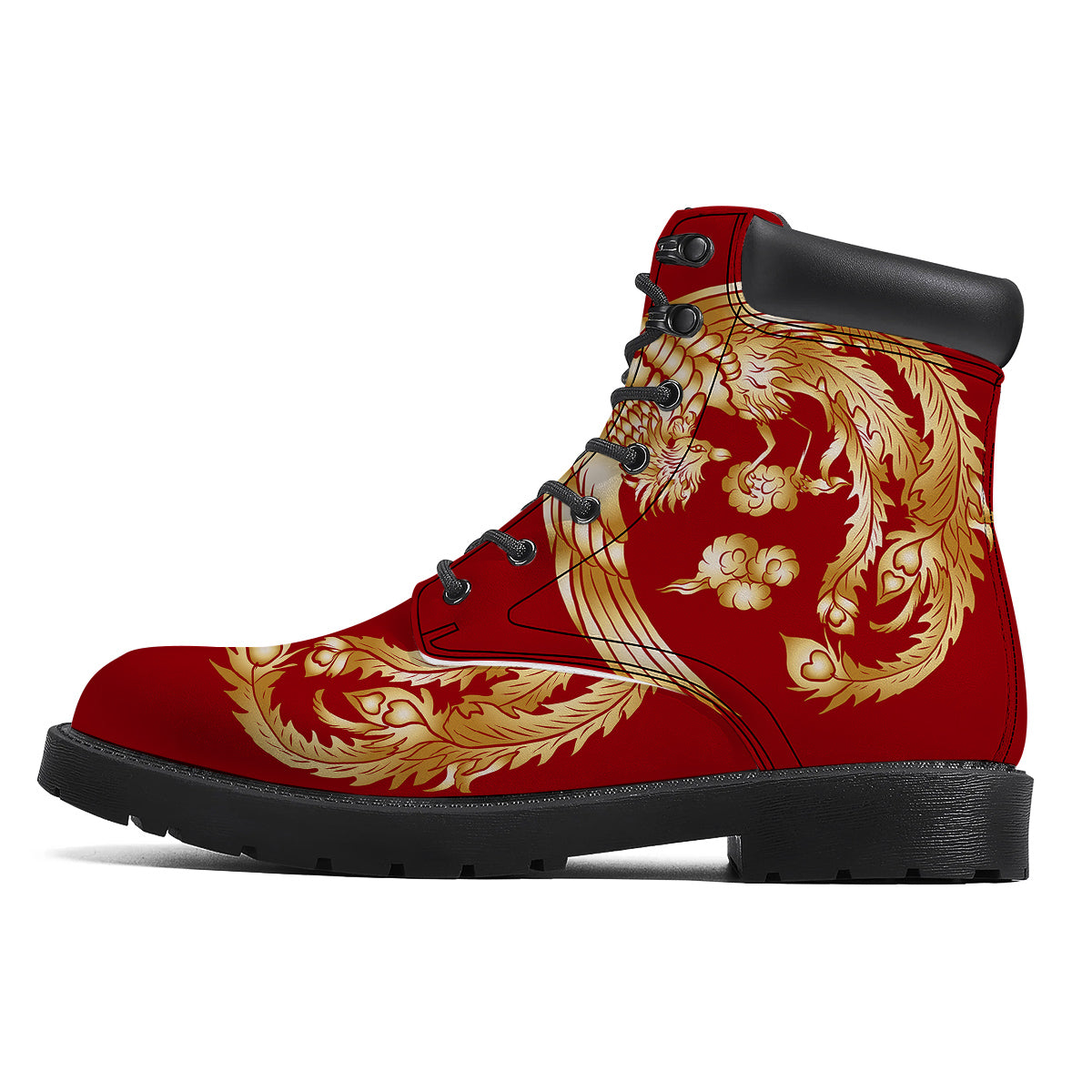 Phoenix Chinese Print Boots-grizzshop