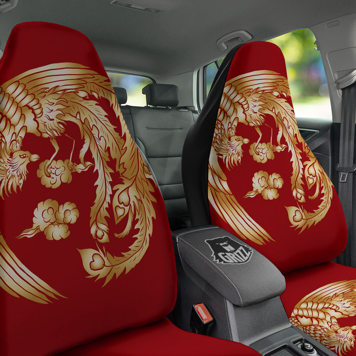 Phoenix Chinese Print Car Seat Covers-grizzshop