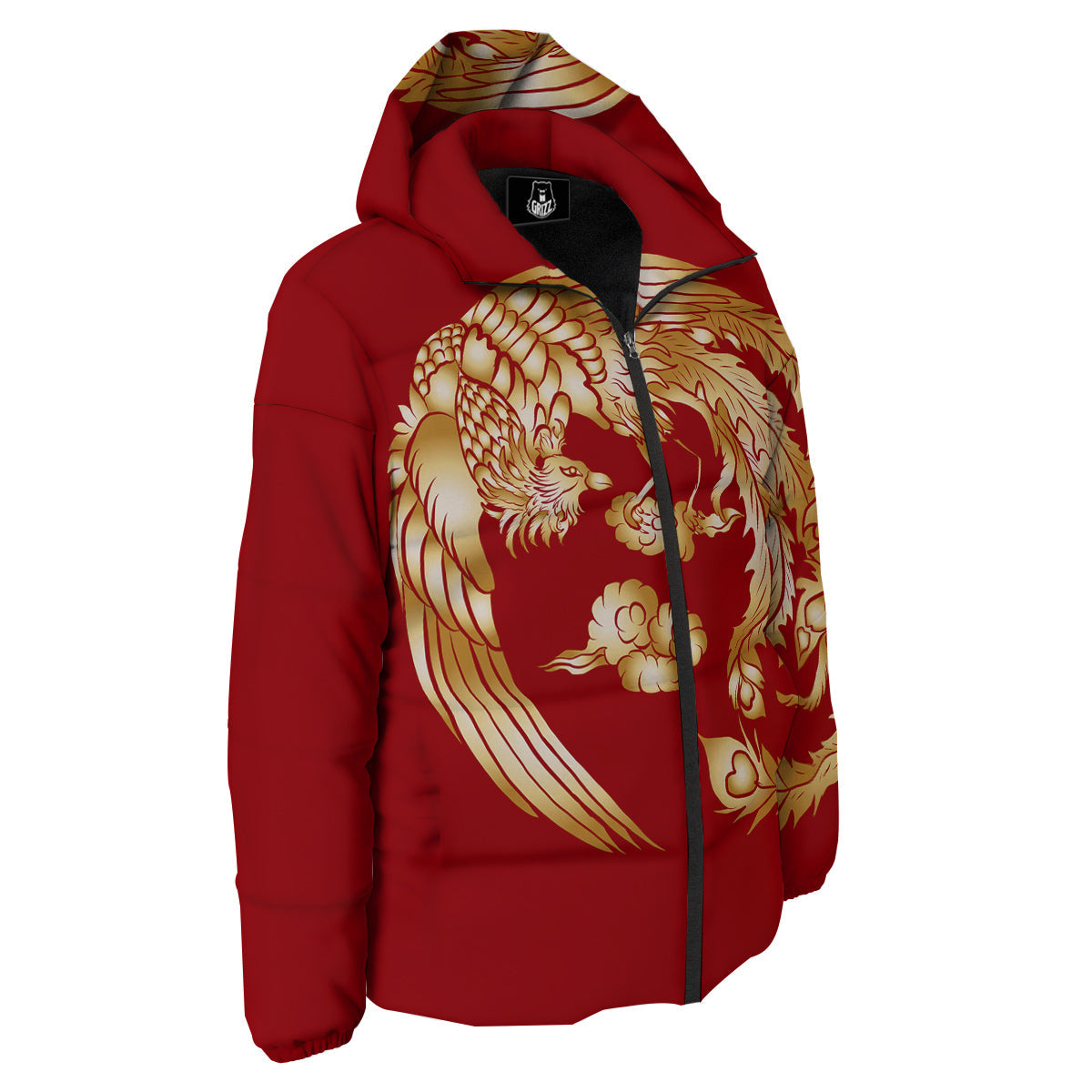 Phoenix Chinese Print Down Jacket-grizzshop