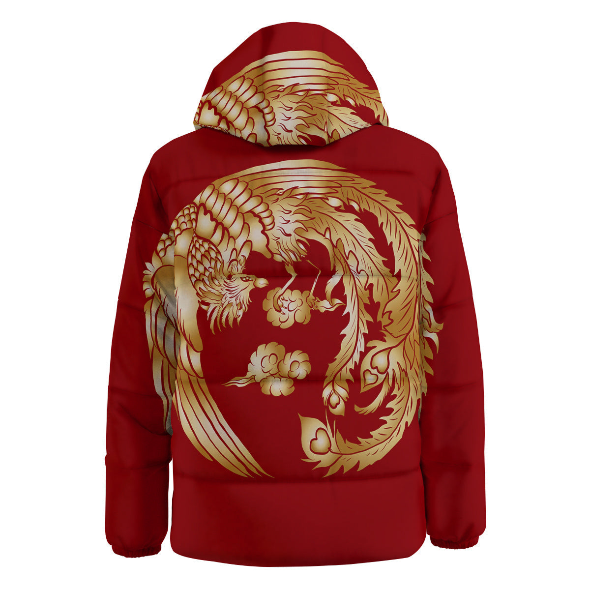Phoenix Chinese Print Down Jacket-grizzshop