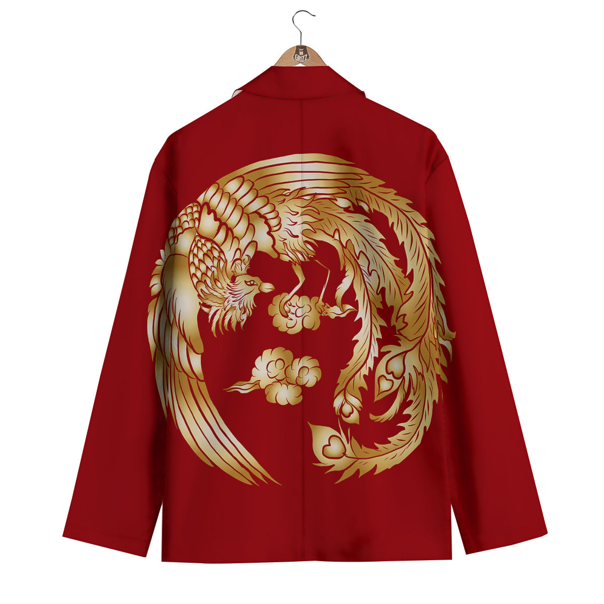 Phoenix Chinese Print Men's Blazer-grizzshop