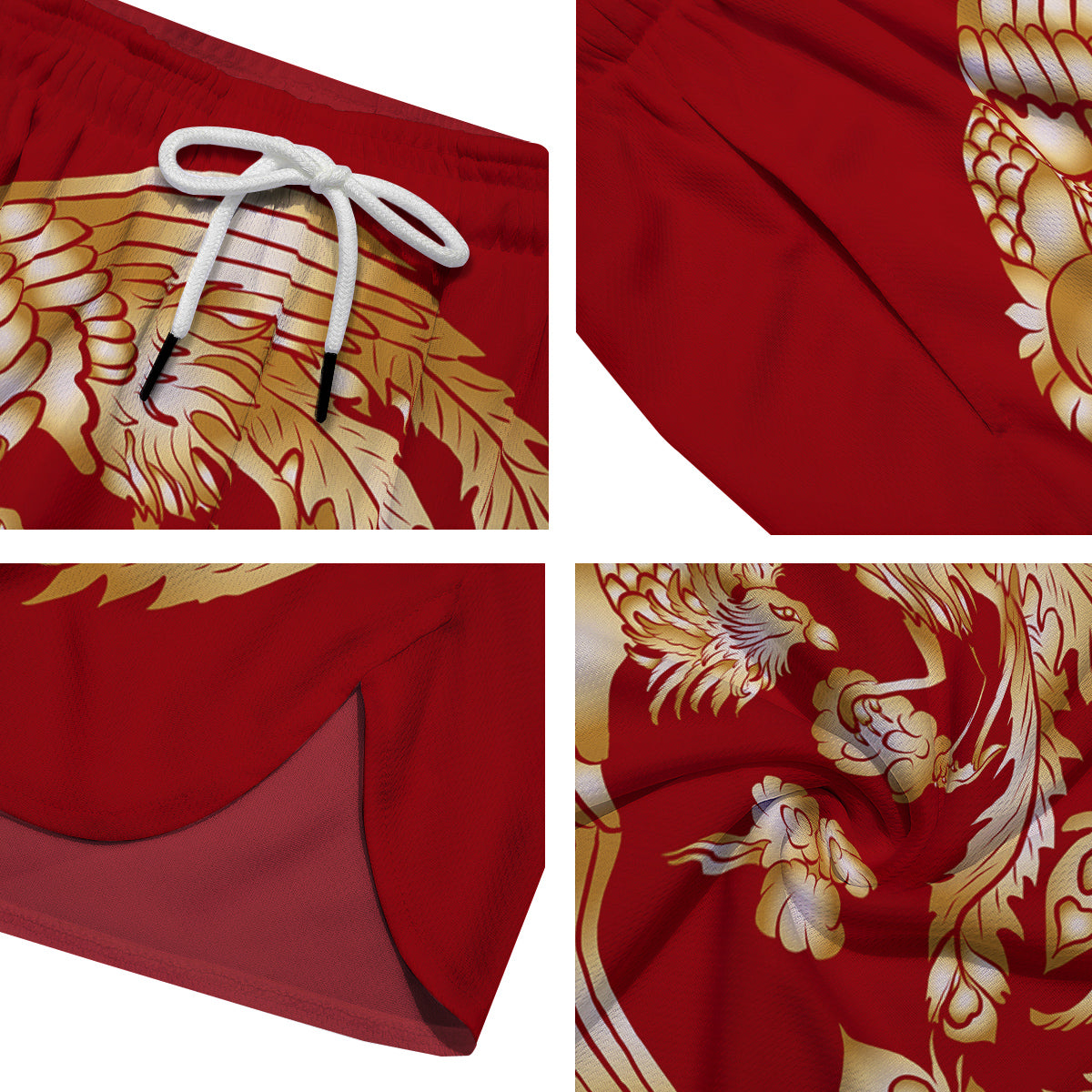Phoenix Chinese Print Men's Running Shorts-grizzshop