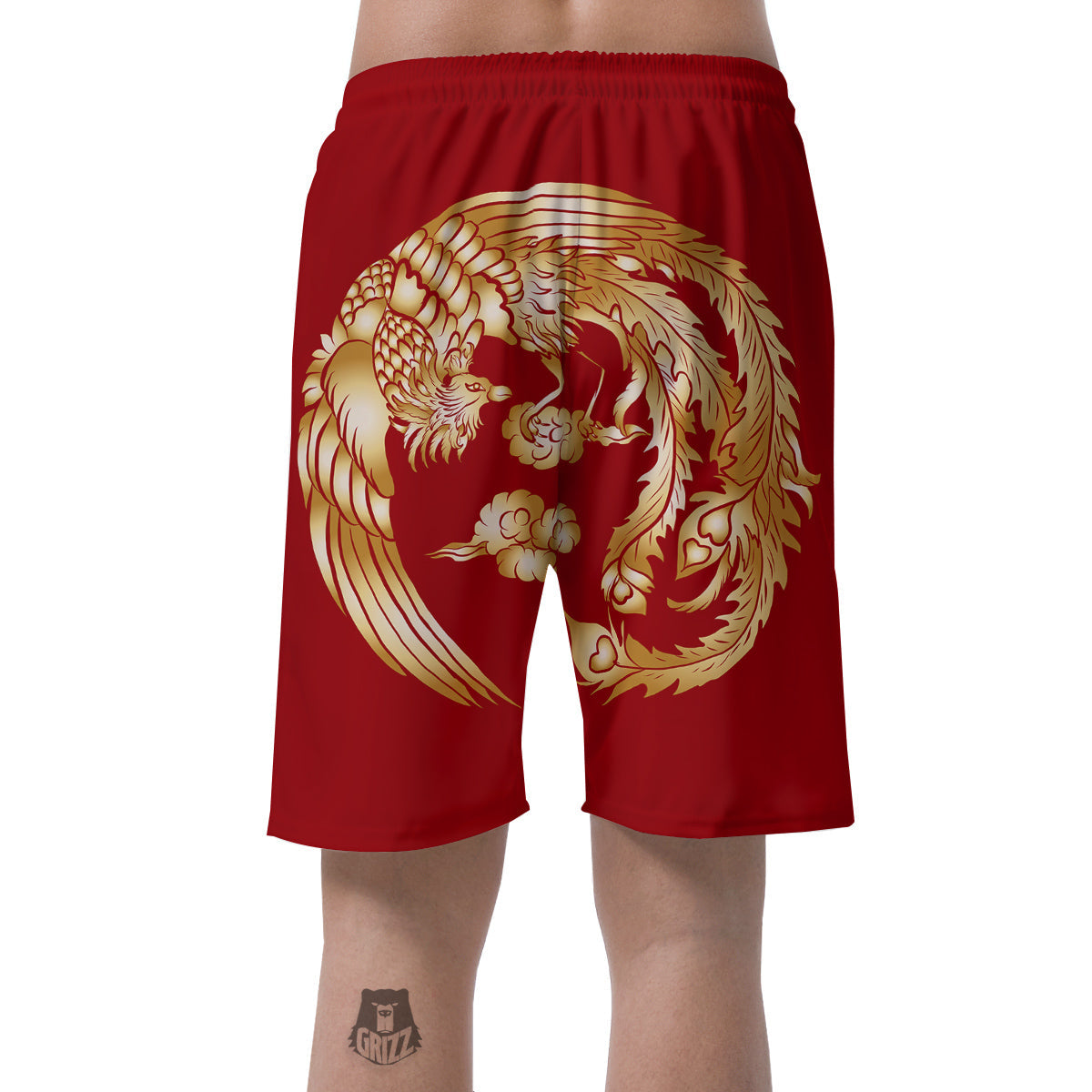 Phoenix Chinese Print Men's Shorts-grizzshop