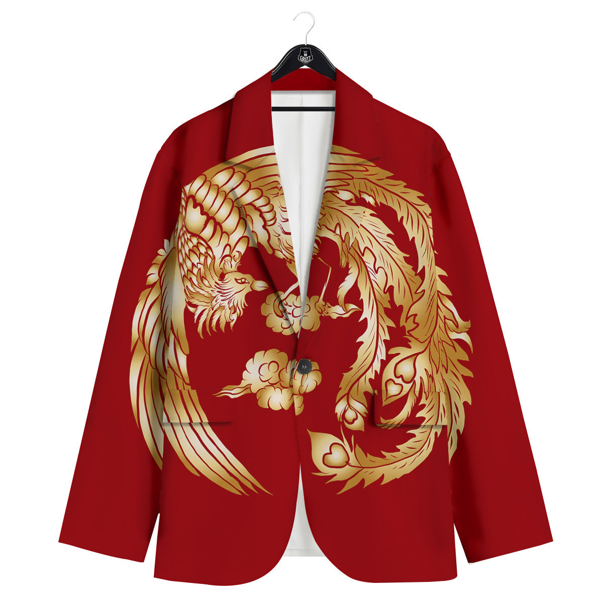 Phoenix Chinese Print Men's Sport Coat-grizzshop