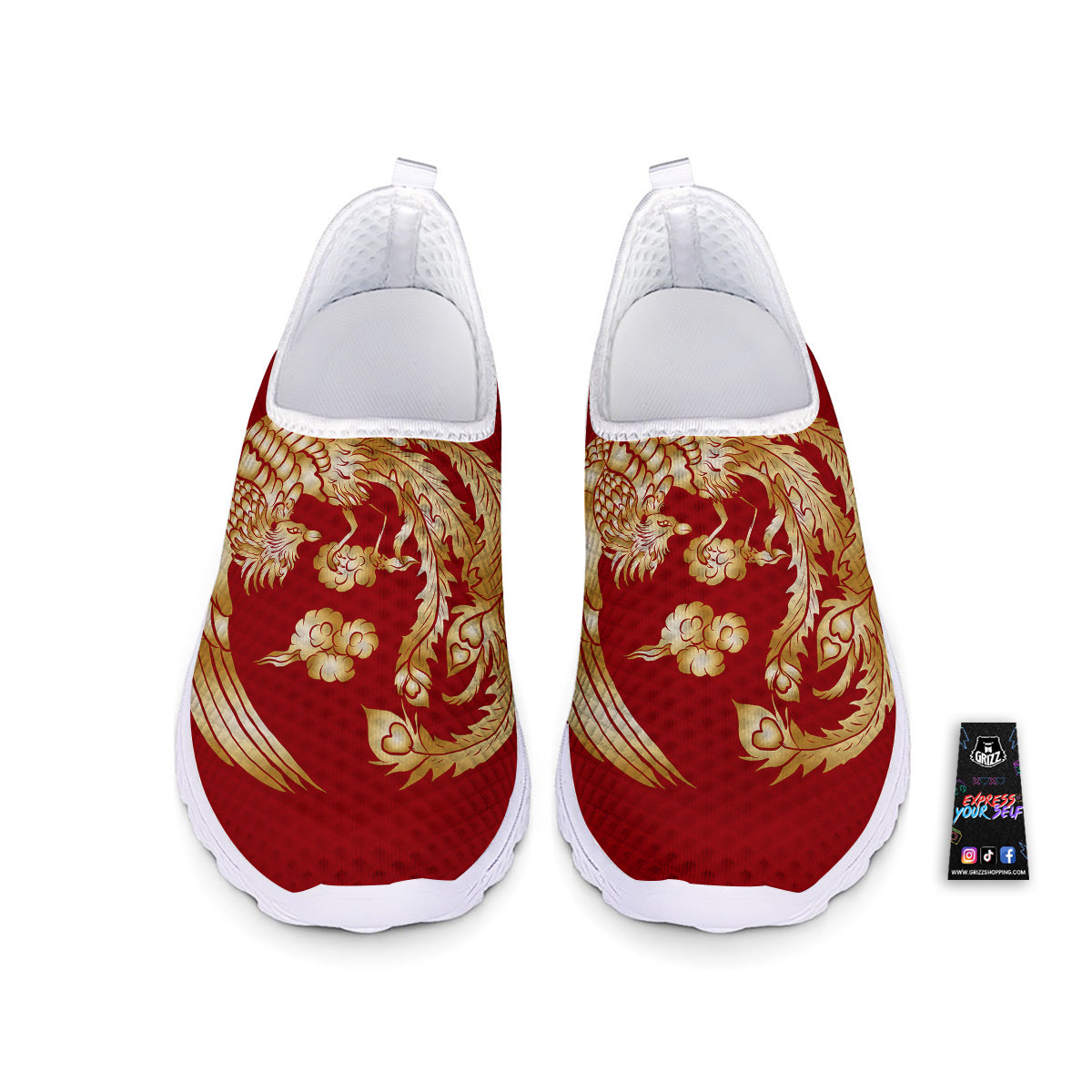 Phoenix Chinese Print Nurse Shoes-grizzshop