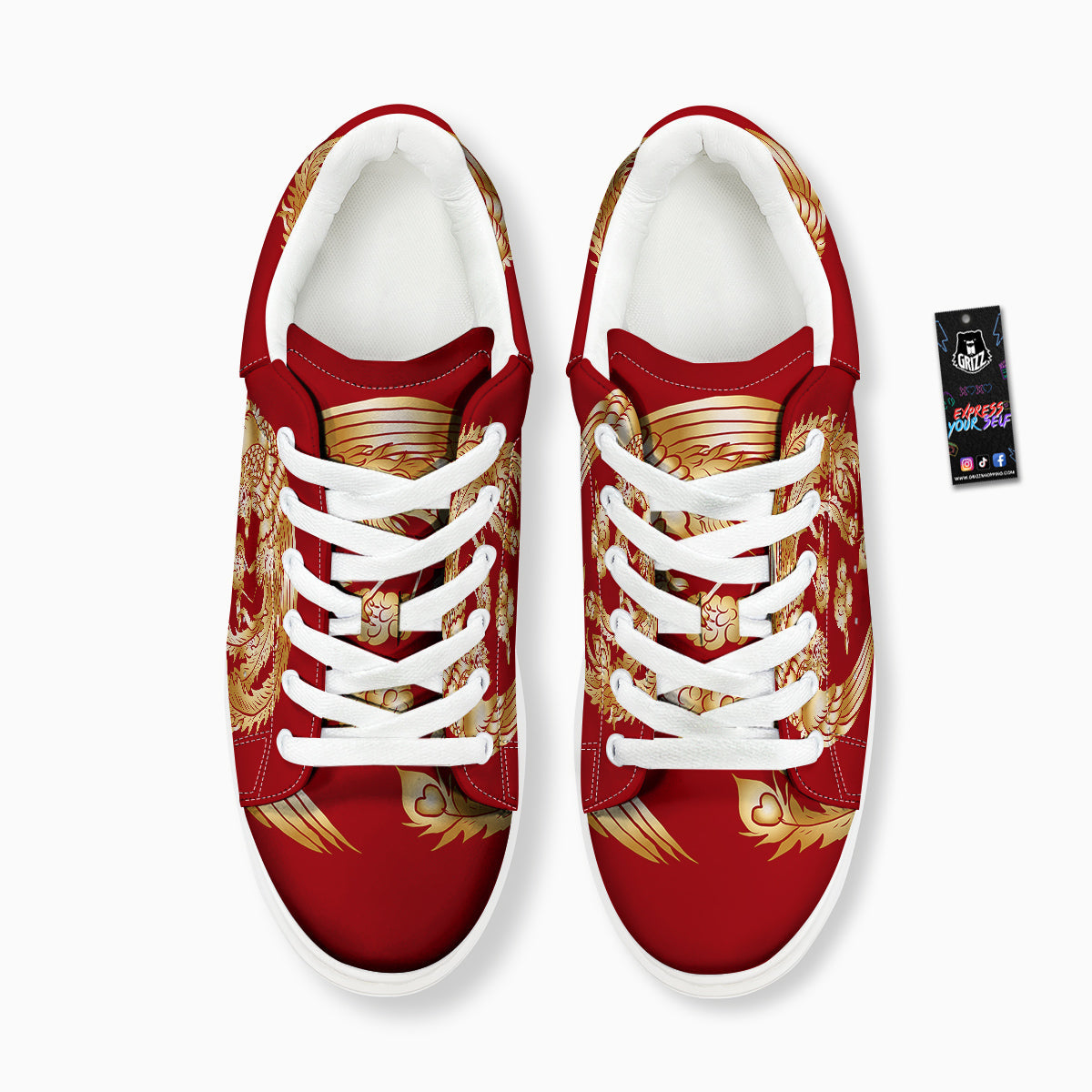 Phoenix Chinese Print Platform Shoes-grizzshop