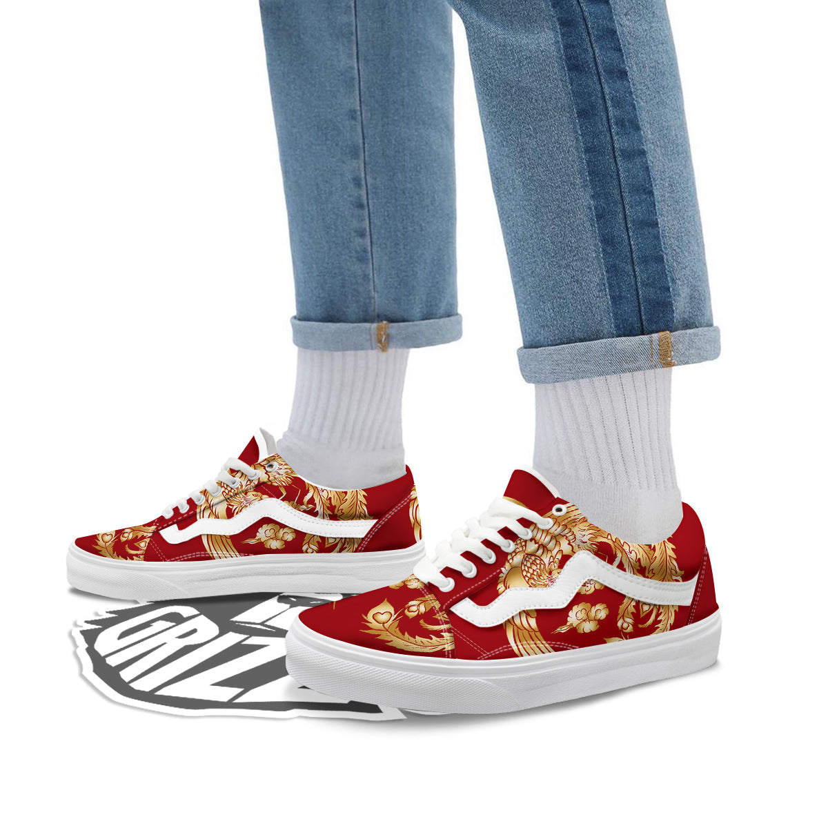 Phoenix Chinese Print Skate Shoes-grizzshop