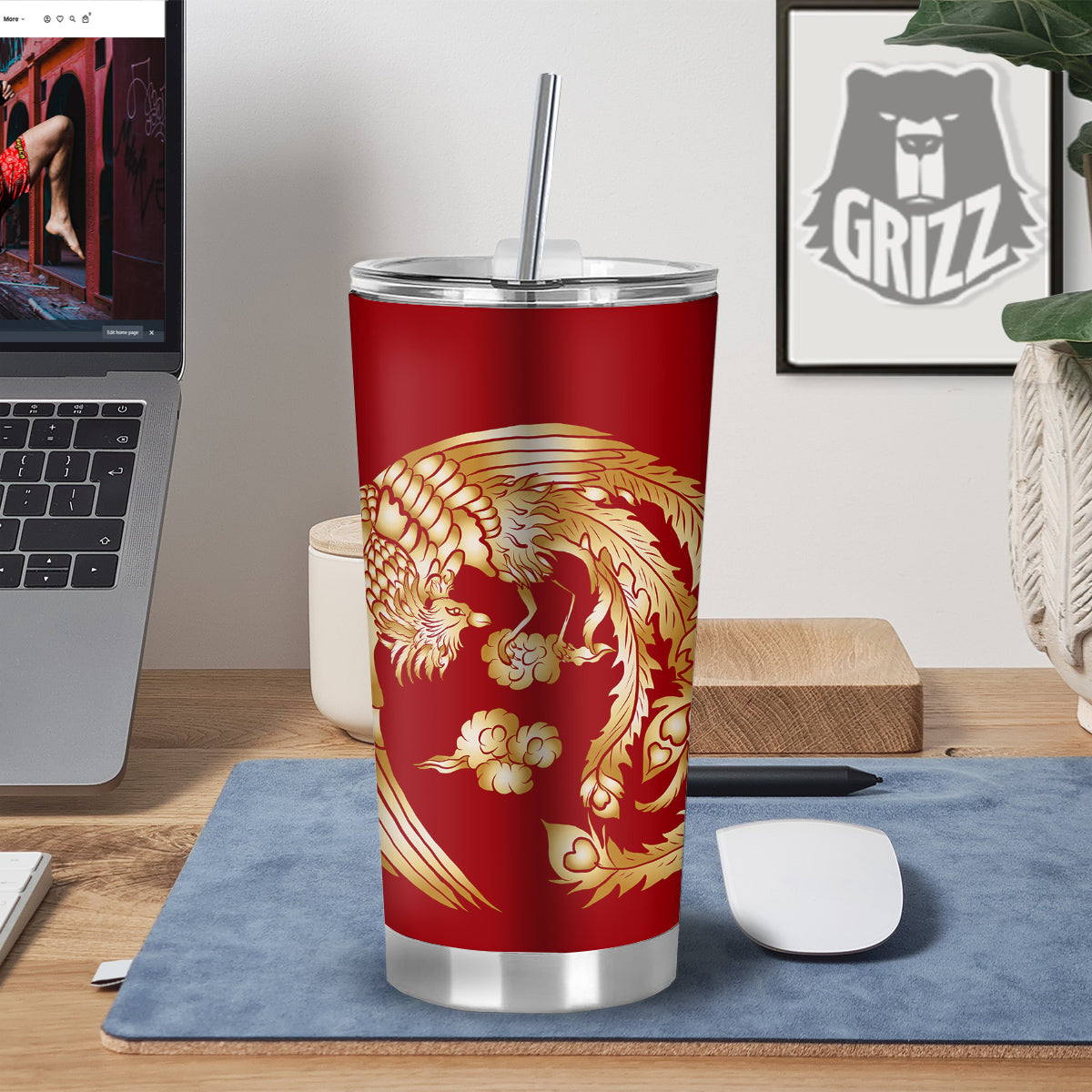Phoenix Chinese Print Tumbler-grizzshop
