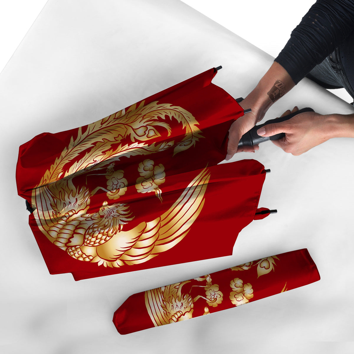 Phoenix Chinese Print Umbrella-grizzshop