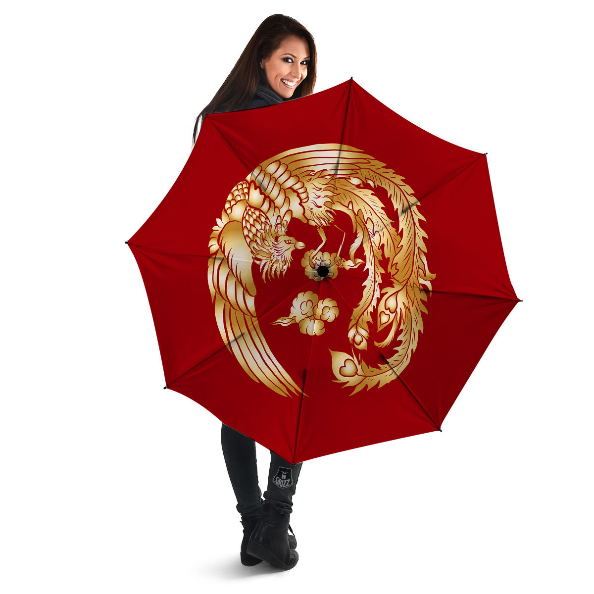 Phoenix Chinese Print Umbrella-grizzshop