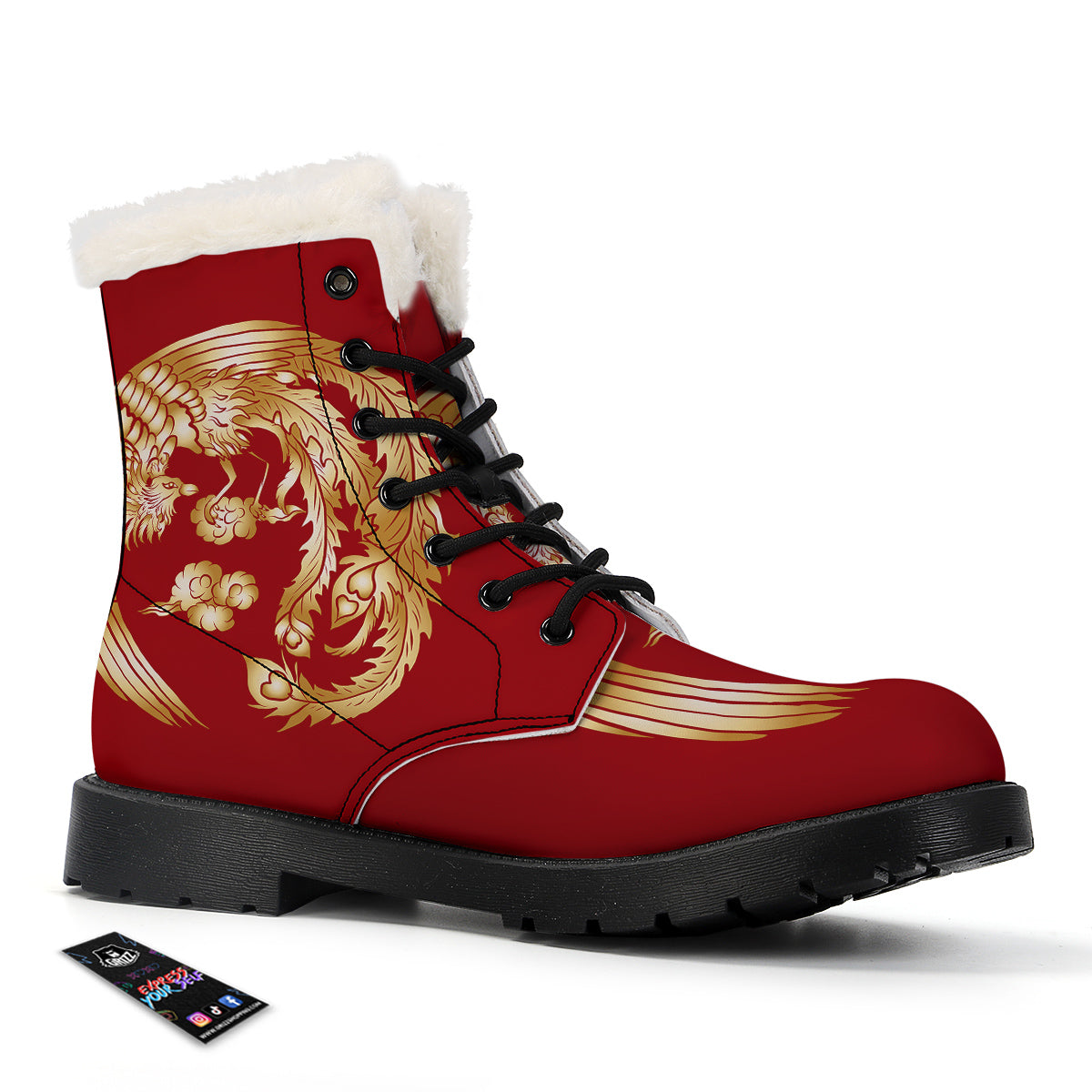 Phoenix Chinese Print Winter Boots-grizzshop