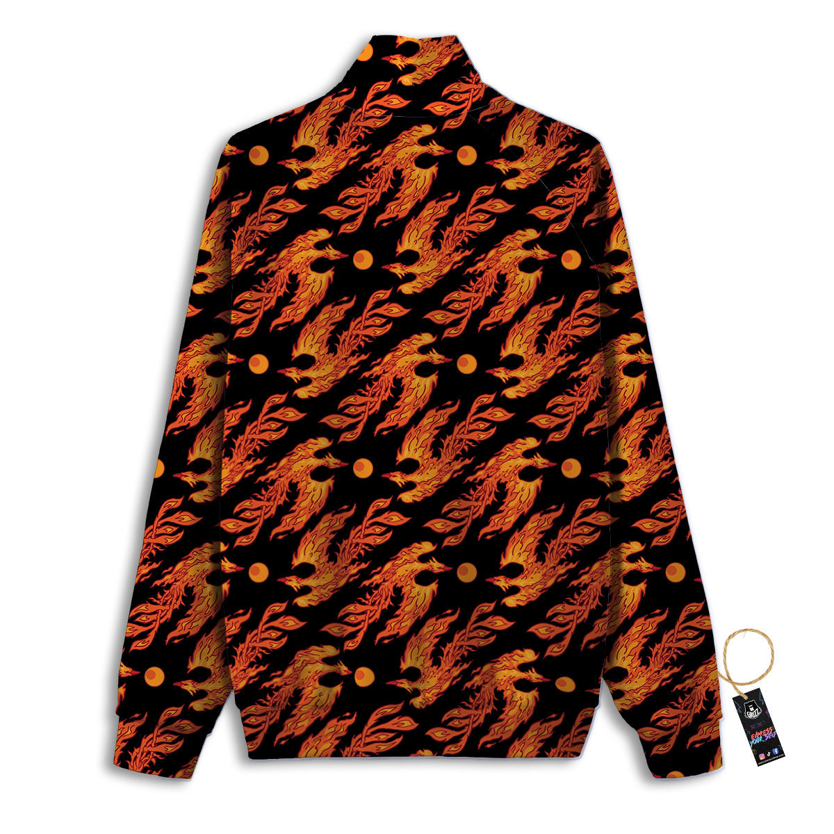 Phoenix Fire On Black Print Pattern Track Jacket-grizzshop