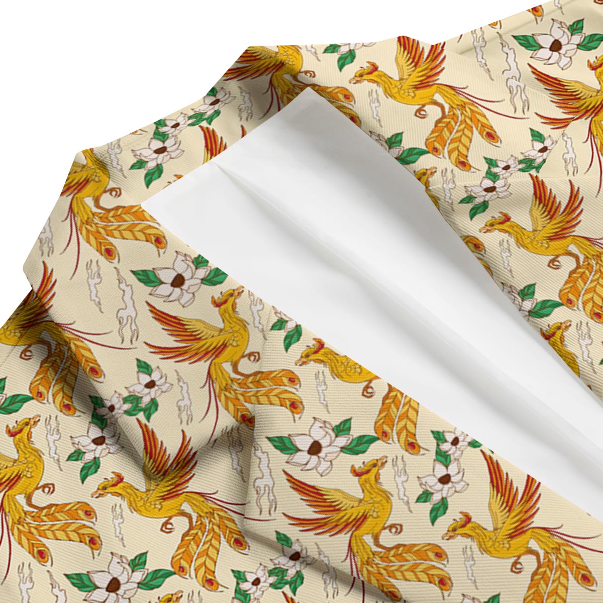 Phoenix Floral Pattern Print Men's Blazer-grizzshop