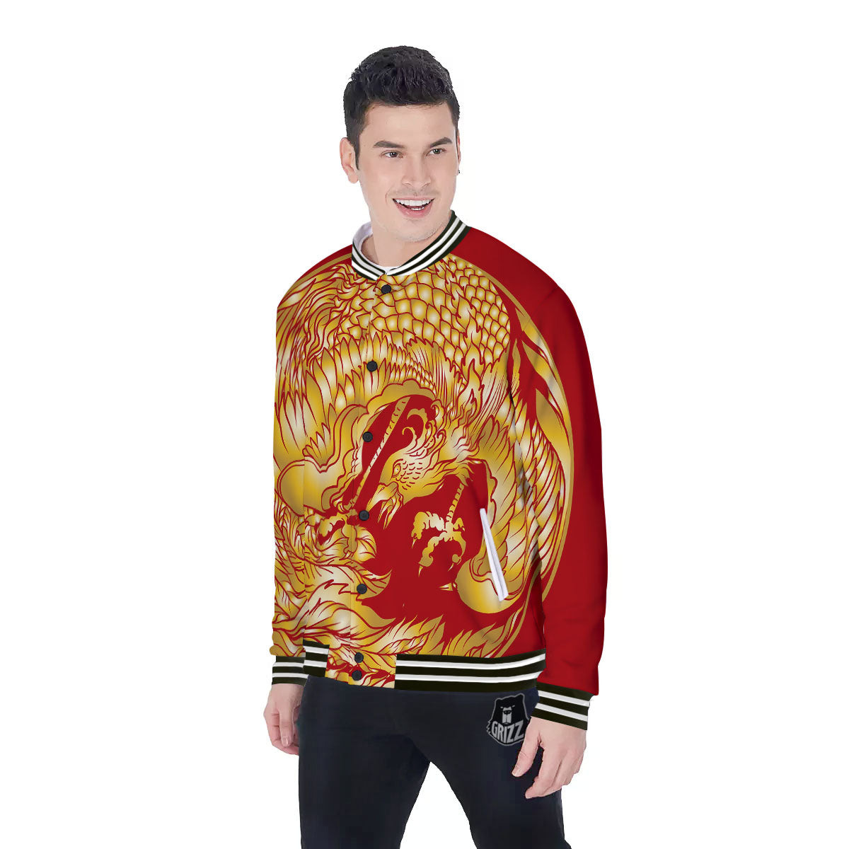 Phoenix Japanese Print Baseball Jacket-grizzshop