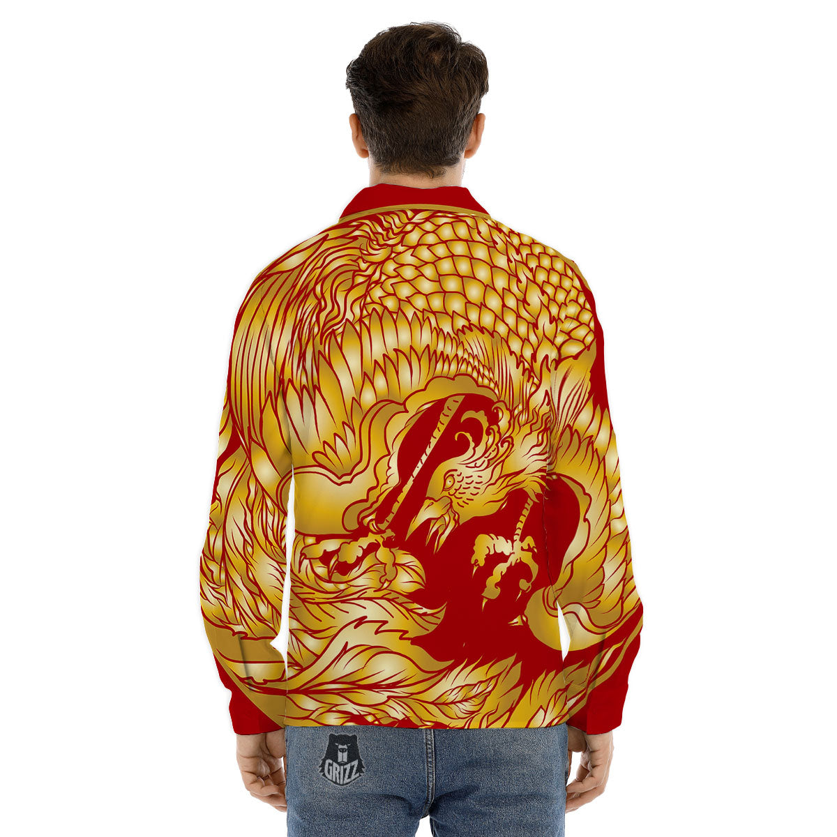 Phoenix Japanese Print Men's Dress Shirts-grizzshop