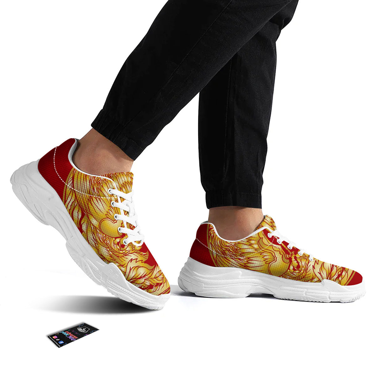 Phoenix Japanese Print White Chunky Shoes-grizzshop