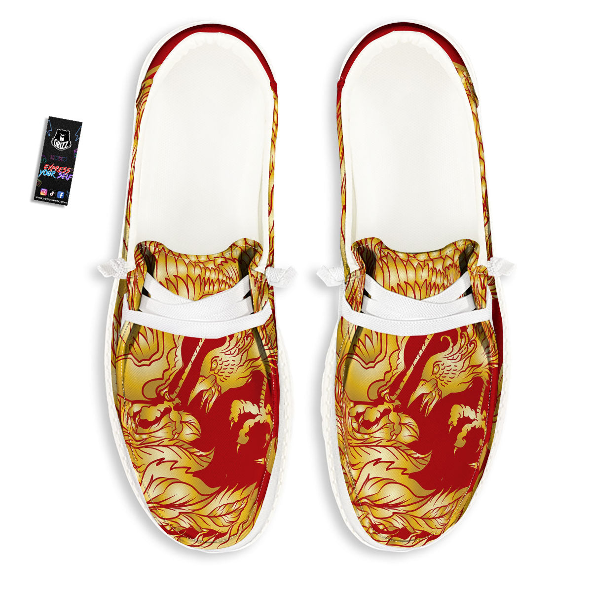 Phoenix Japanese Print White Loafers-grizzshop