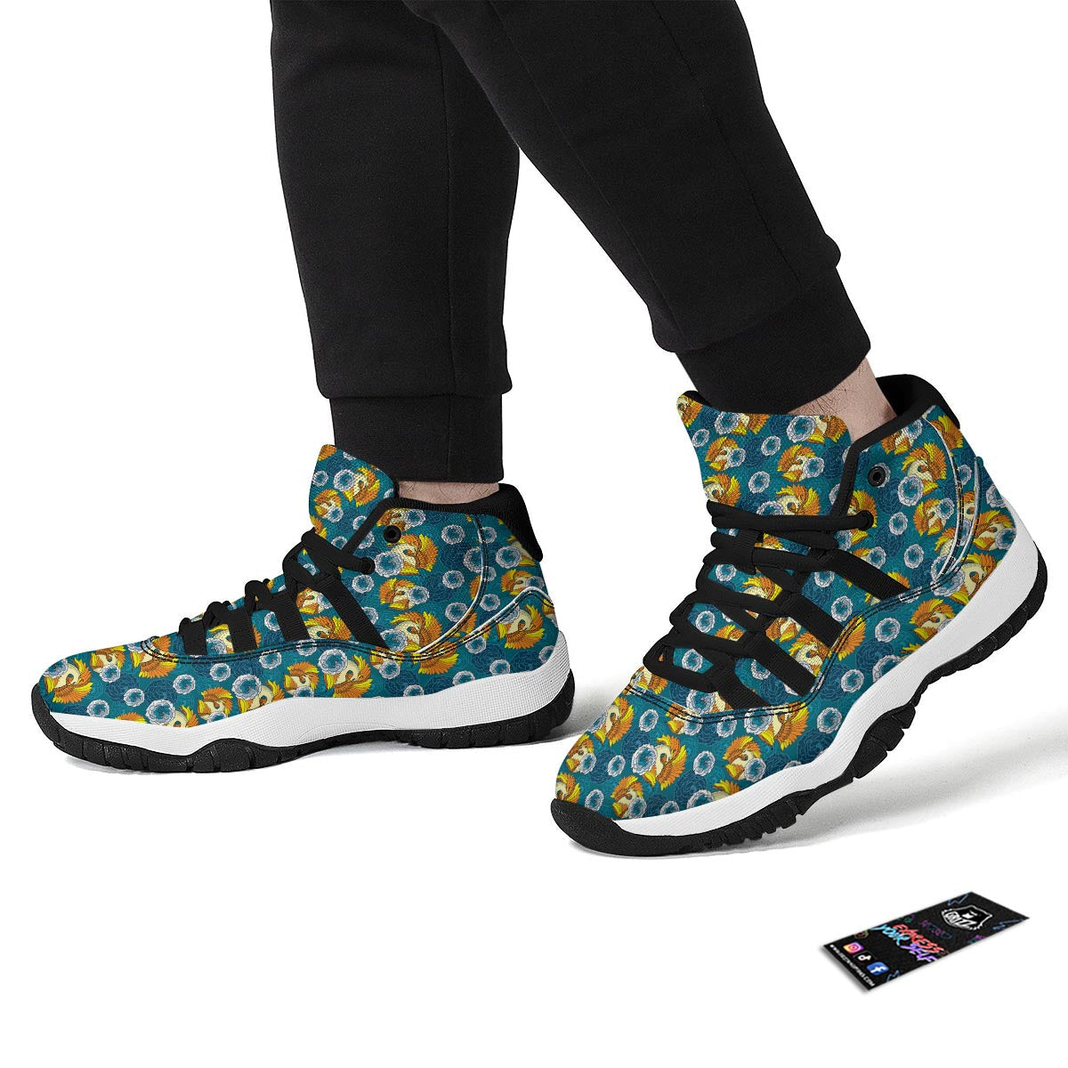 Phoenix Pattern Print Black Bball Shoes-grizzshop