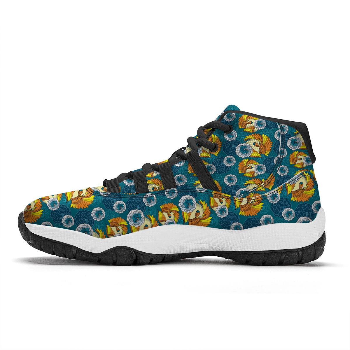 Phoenix Pattern Print Black Bball Shoes-grizzshop