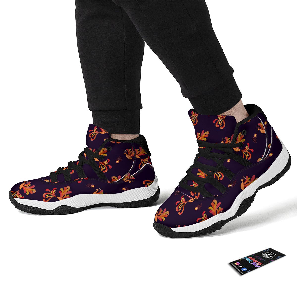 Phoenix Print Pattern Black Bball Shoes-grizzshop