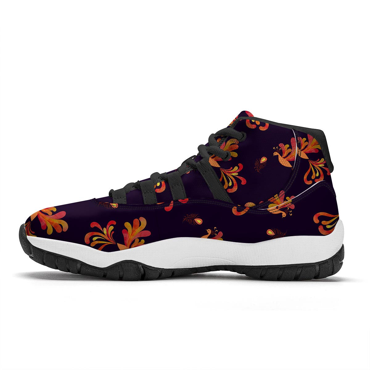 Phoenix Print Pattern Black Bball Shoes-grizzshop
